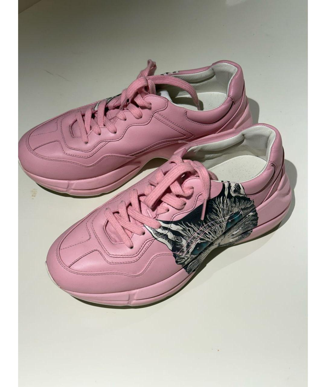 GUCCI Розовые кожаные кеды, фото 2