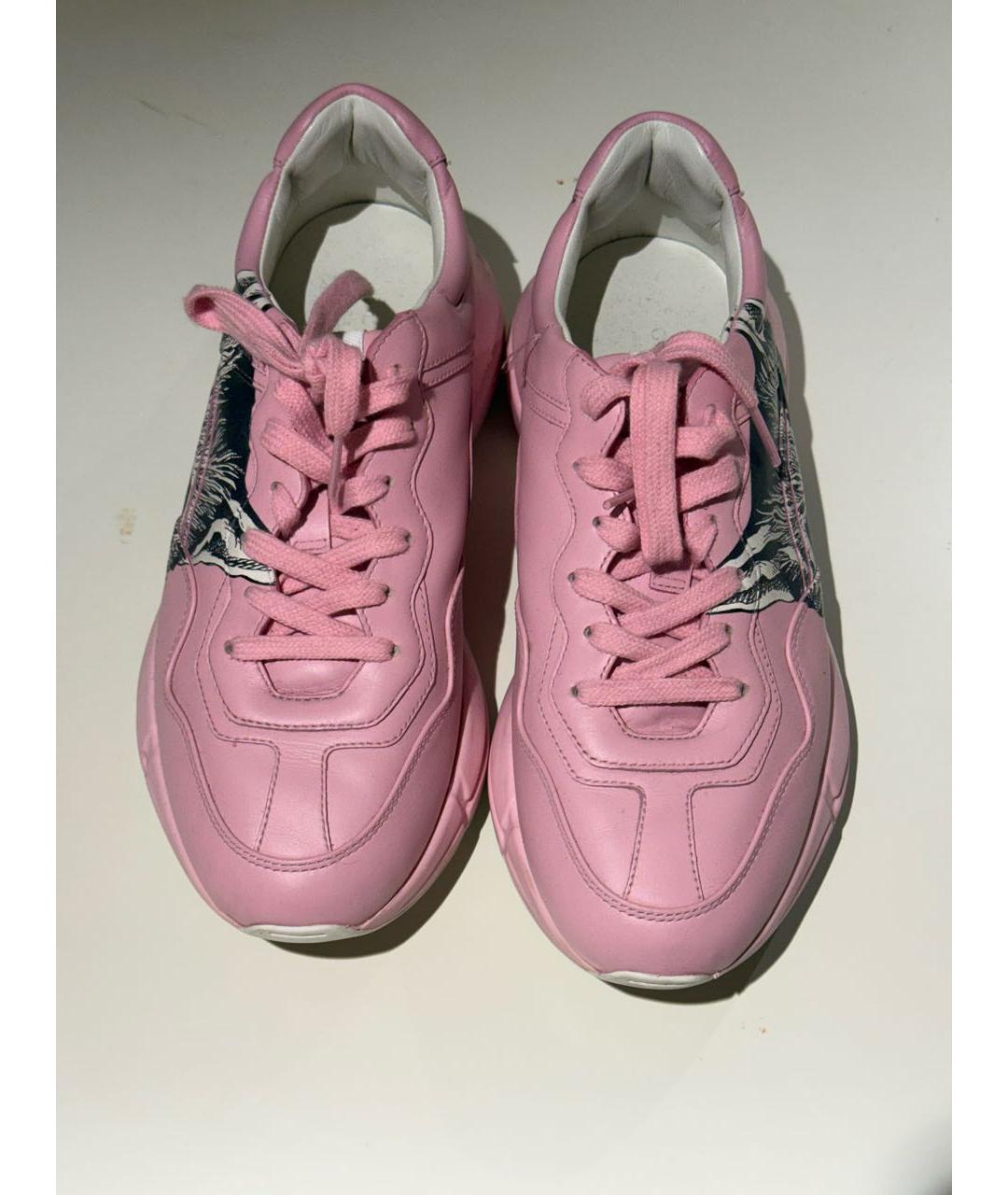 GUCCI Розовые кожаные кеды, фото 3