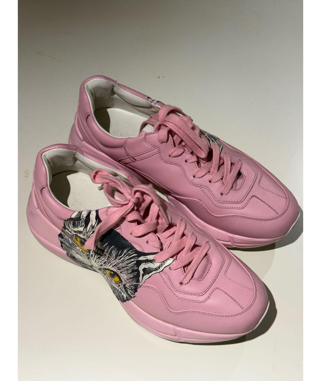 GUCCI Розовые кожаные кеды, фото 6