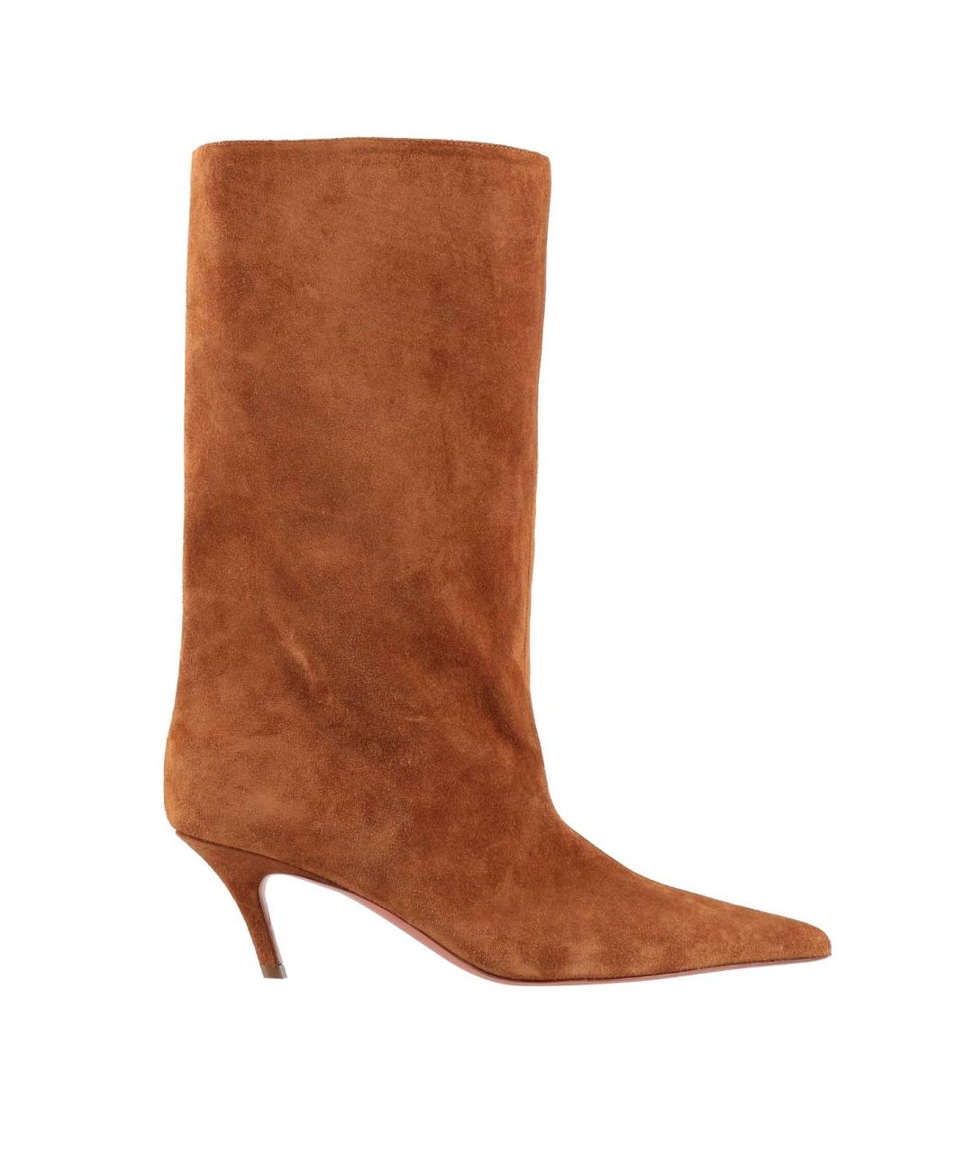 Amina Muaddi Коричневые замшевые полусапоги, фото 1