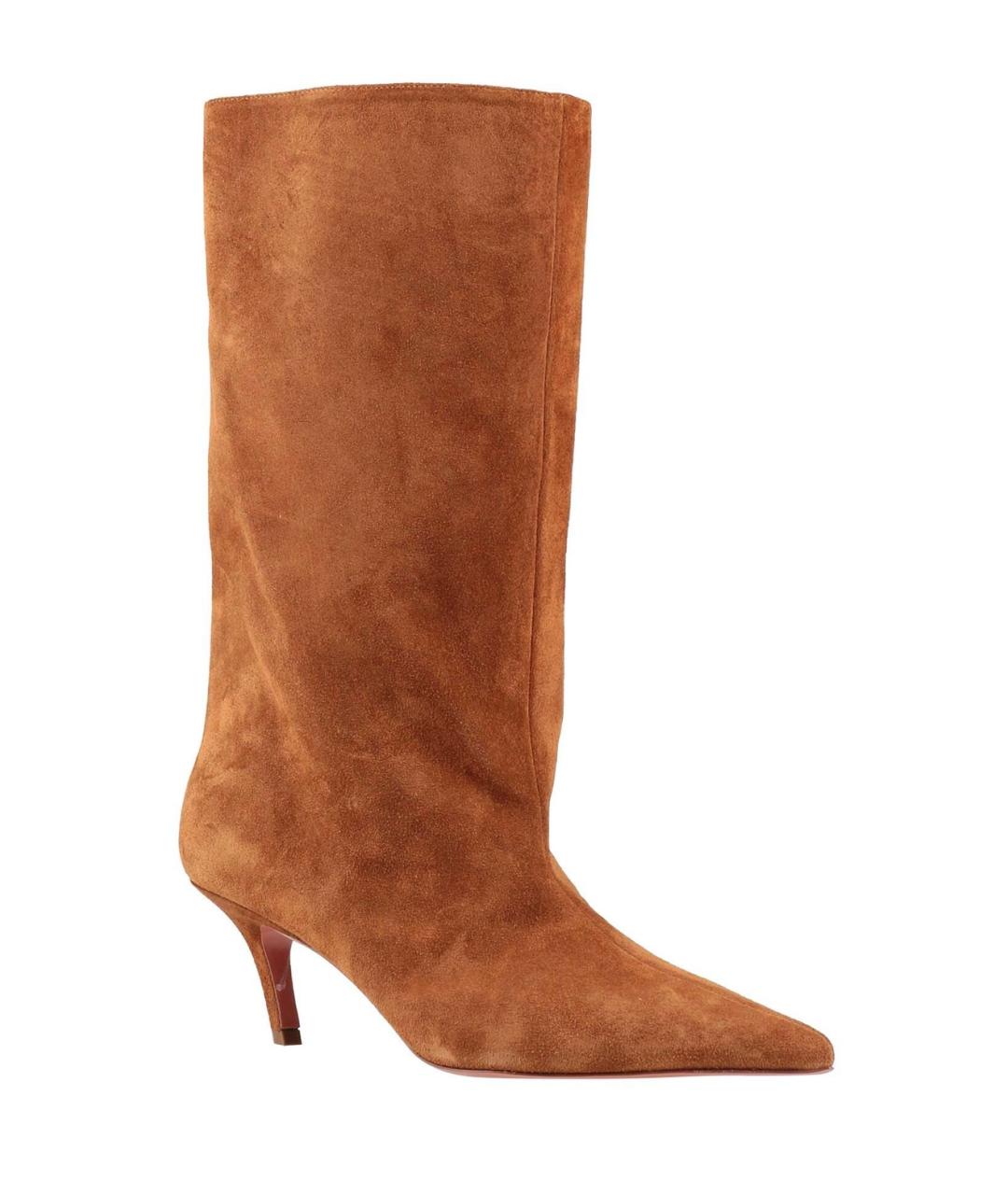 Amina Muaddi Коричневые замшевые полусапоги, фото 2