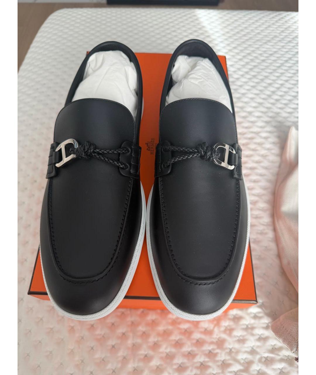 HERMES Черные кожаные лоферы, фото 3