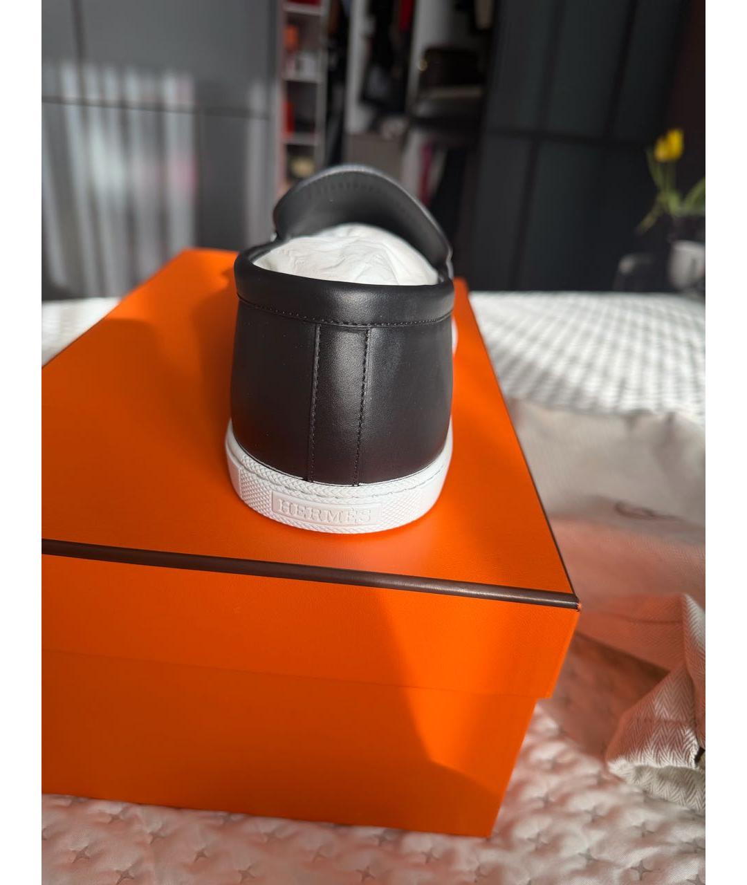 HERMES Черные кожаные лоферы, фото 4