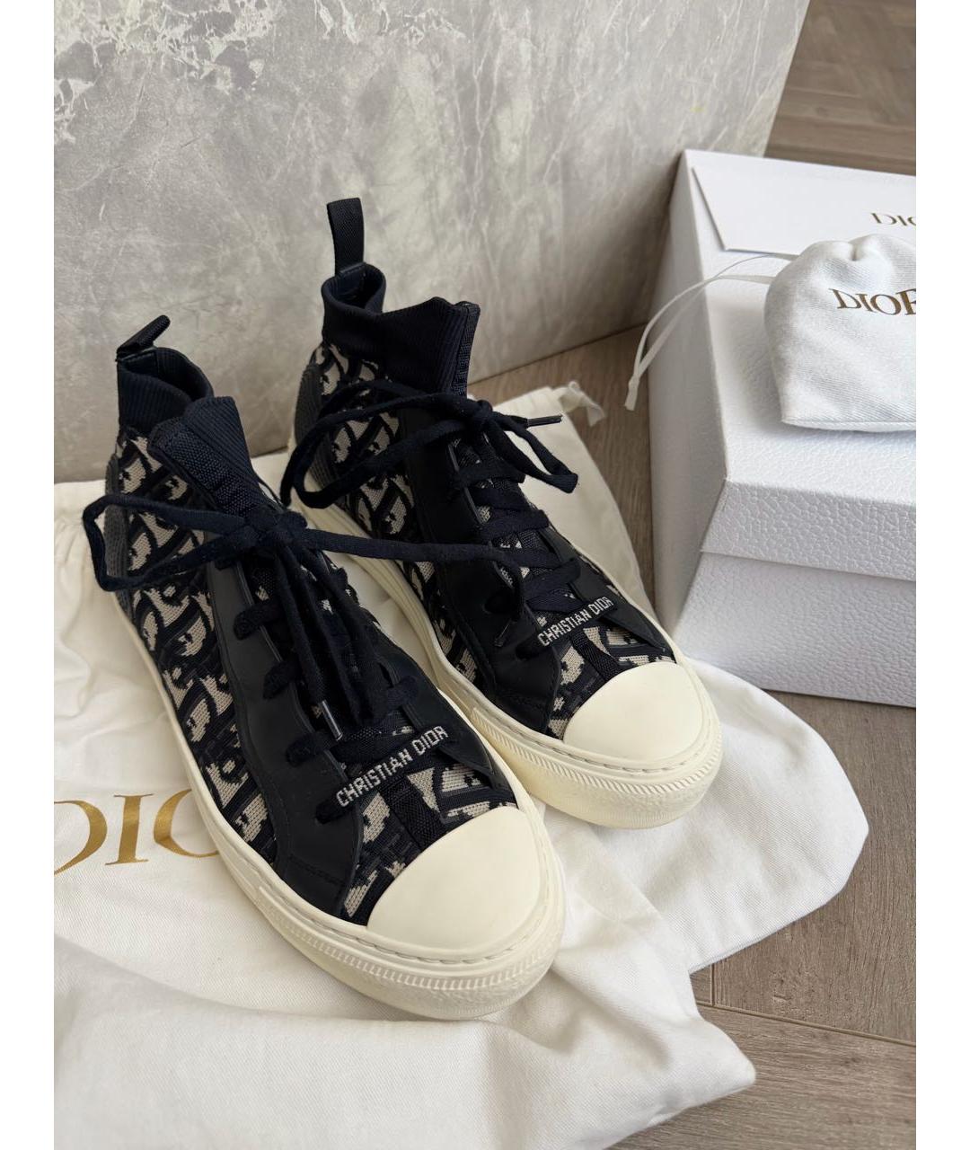 CHRISTIAN DIOR Темно-синие текстильные кеды, фото 3