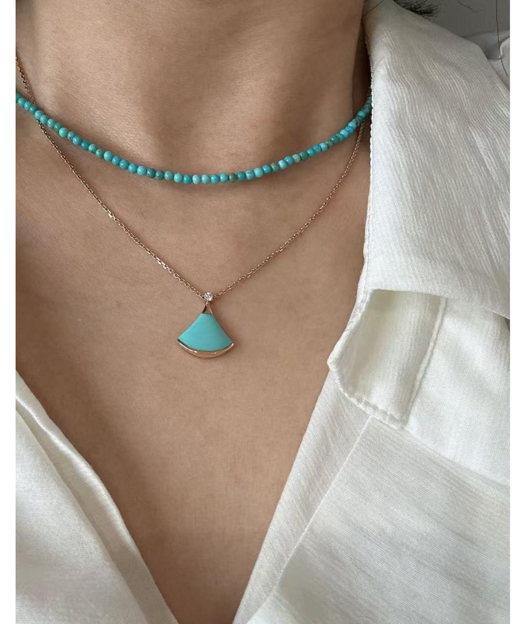 BVLGARI Бирюзовое колье из розового золота, фото 5