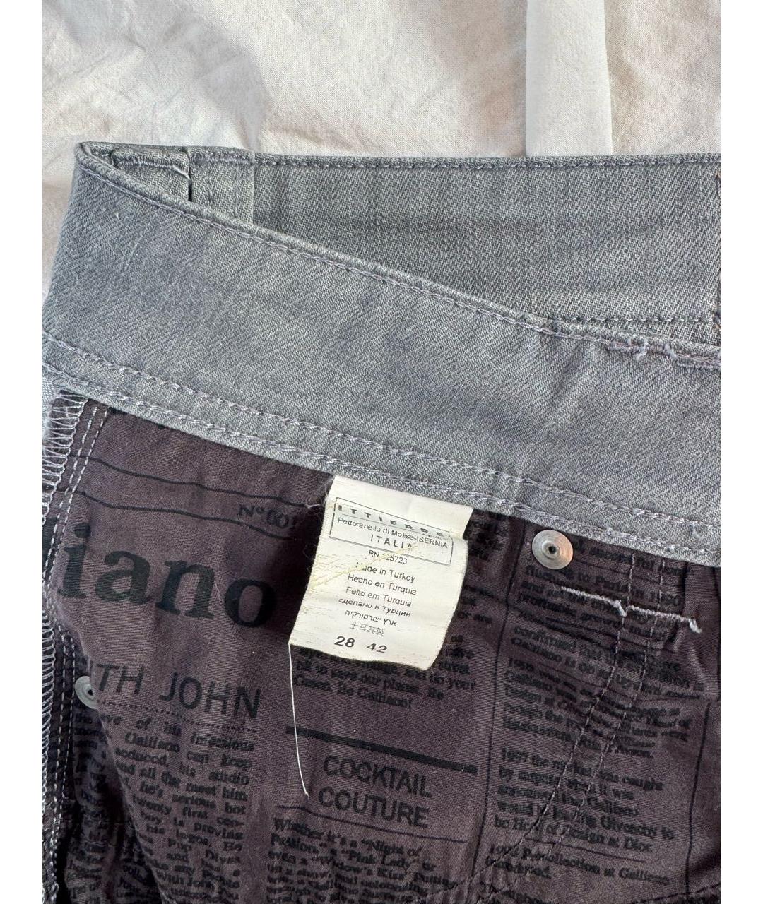 JOHN GALLIANO Серые хлопковые джинсы слим, фото 3