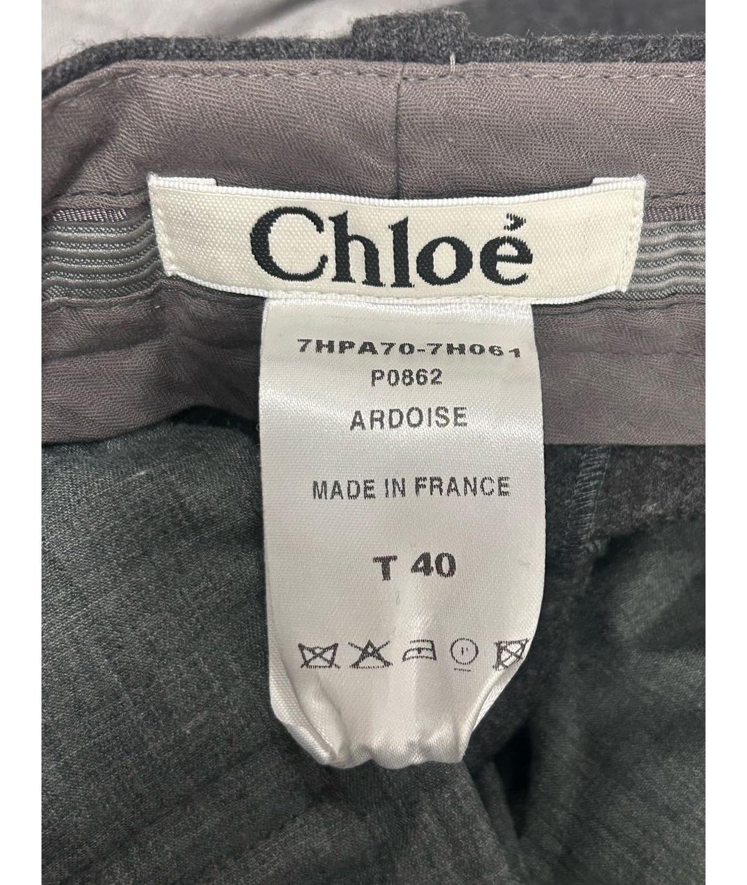 CHLOE Серые шерстяные брюки широкие, фото 3