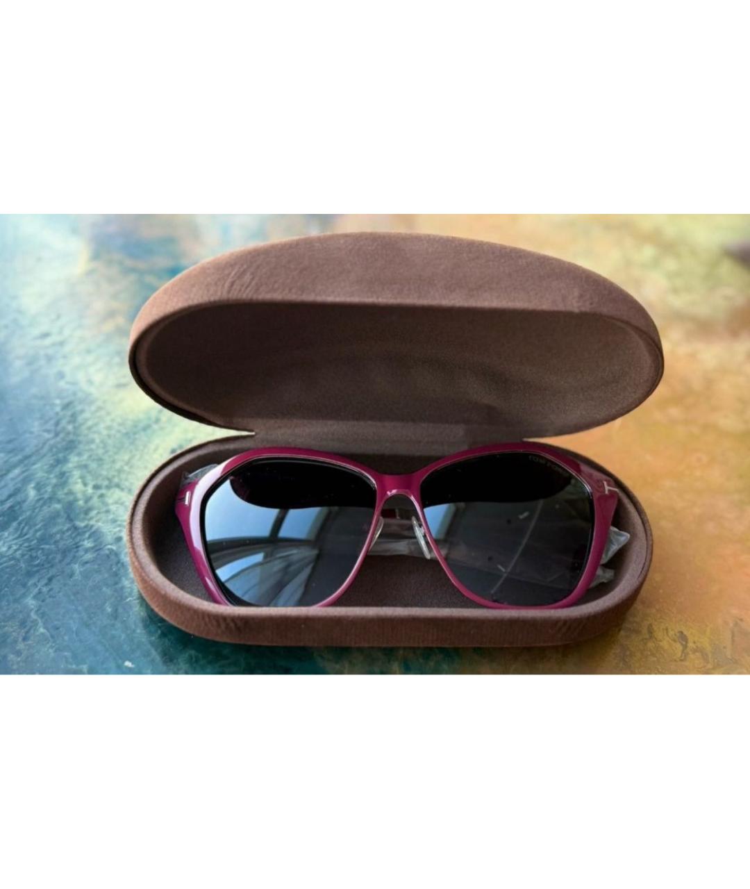 TOM FORD Бордовые пластиковые солнцезащитные очки, фото 5