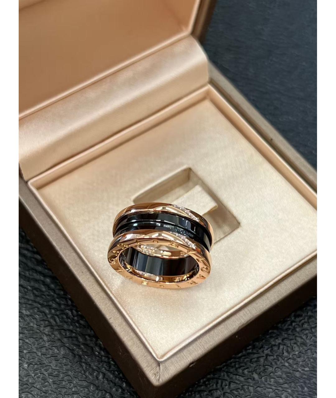 BVLGARI Черное кольцо из розового золота, фото 4