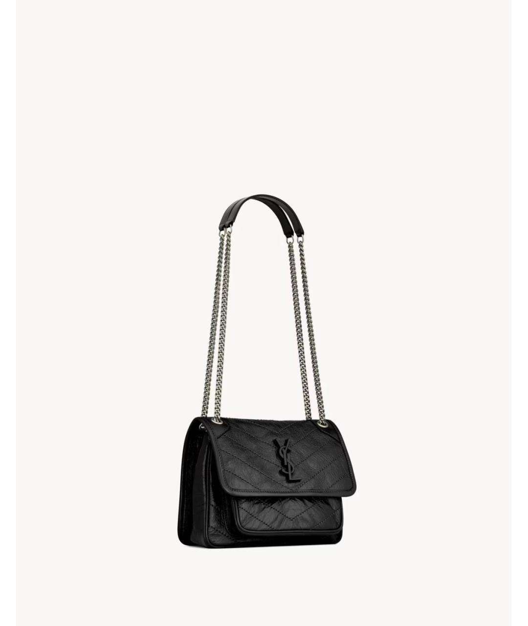 SAINT LAURENT Черная кожаная сумка через плечо, фото 2
