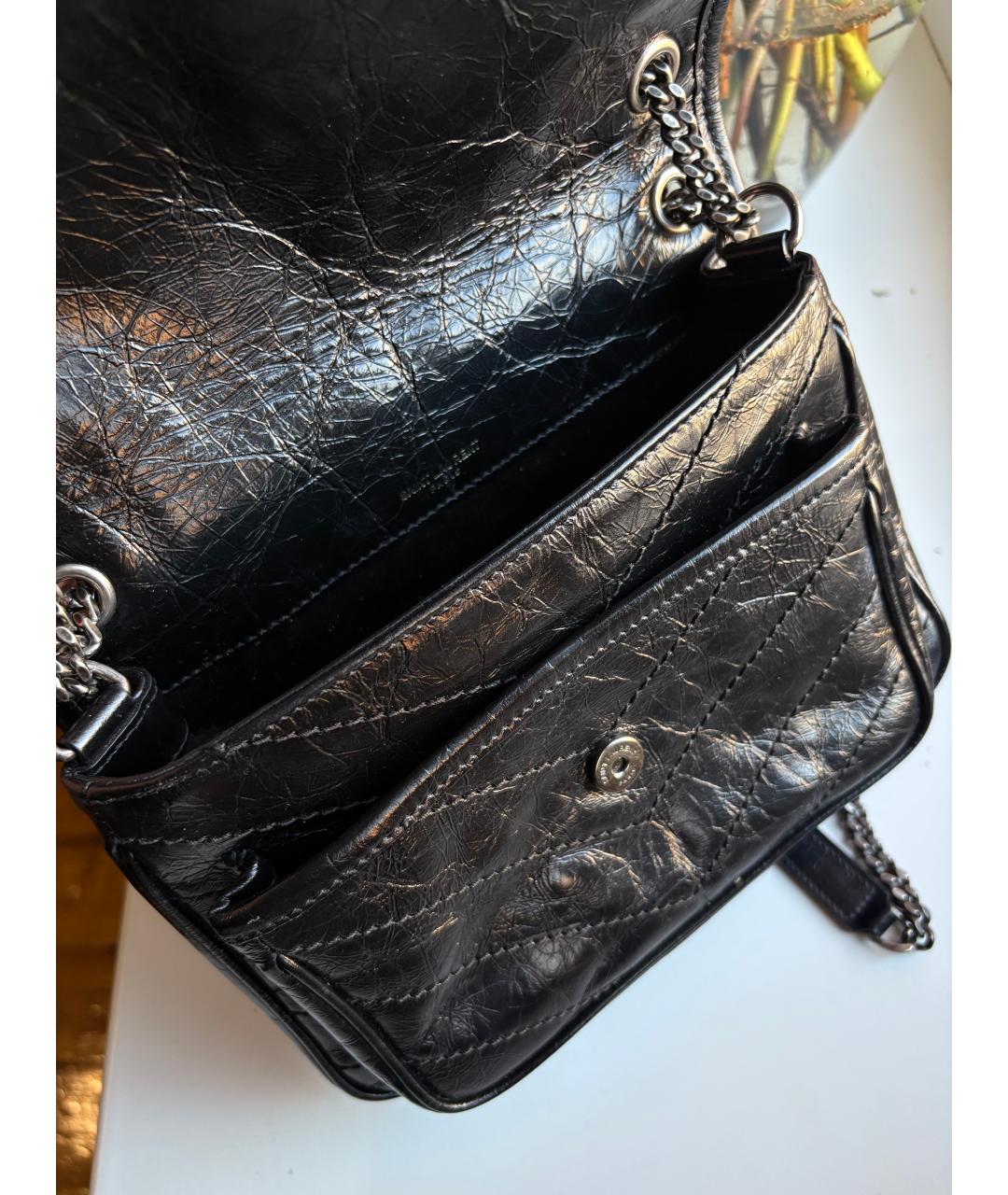 SAINT LAURENT Черная кожаная сумка через плечо, фото 5