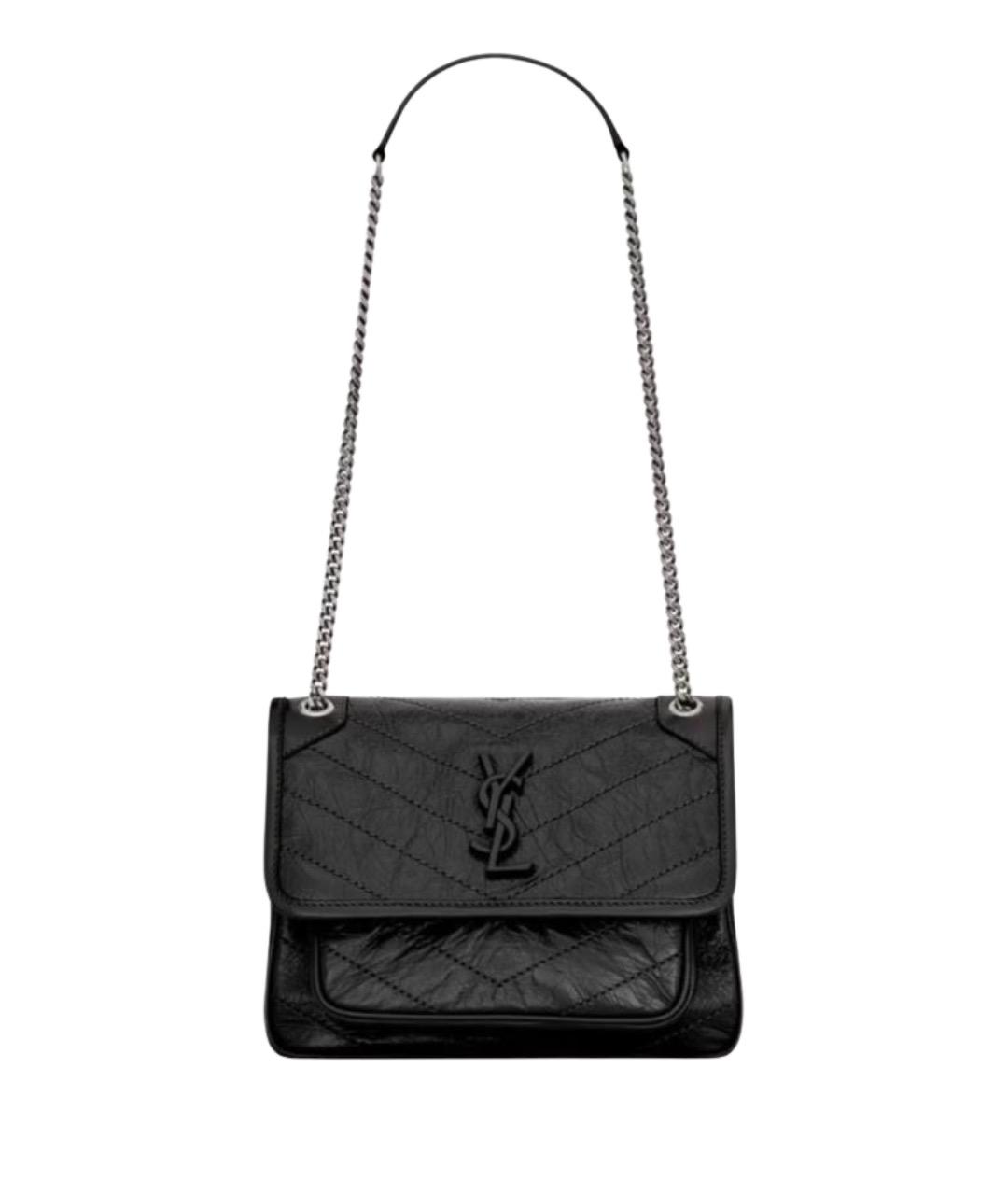 SAINT LAURENT Черная кожаная сумка через плечо, фото 1
