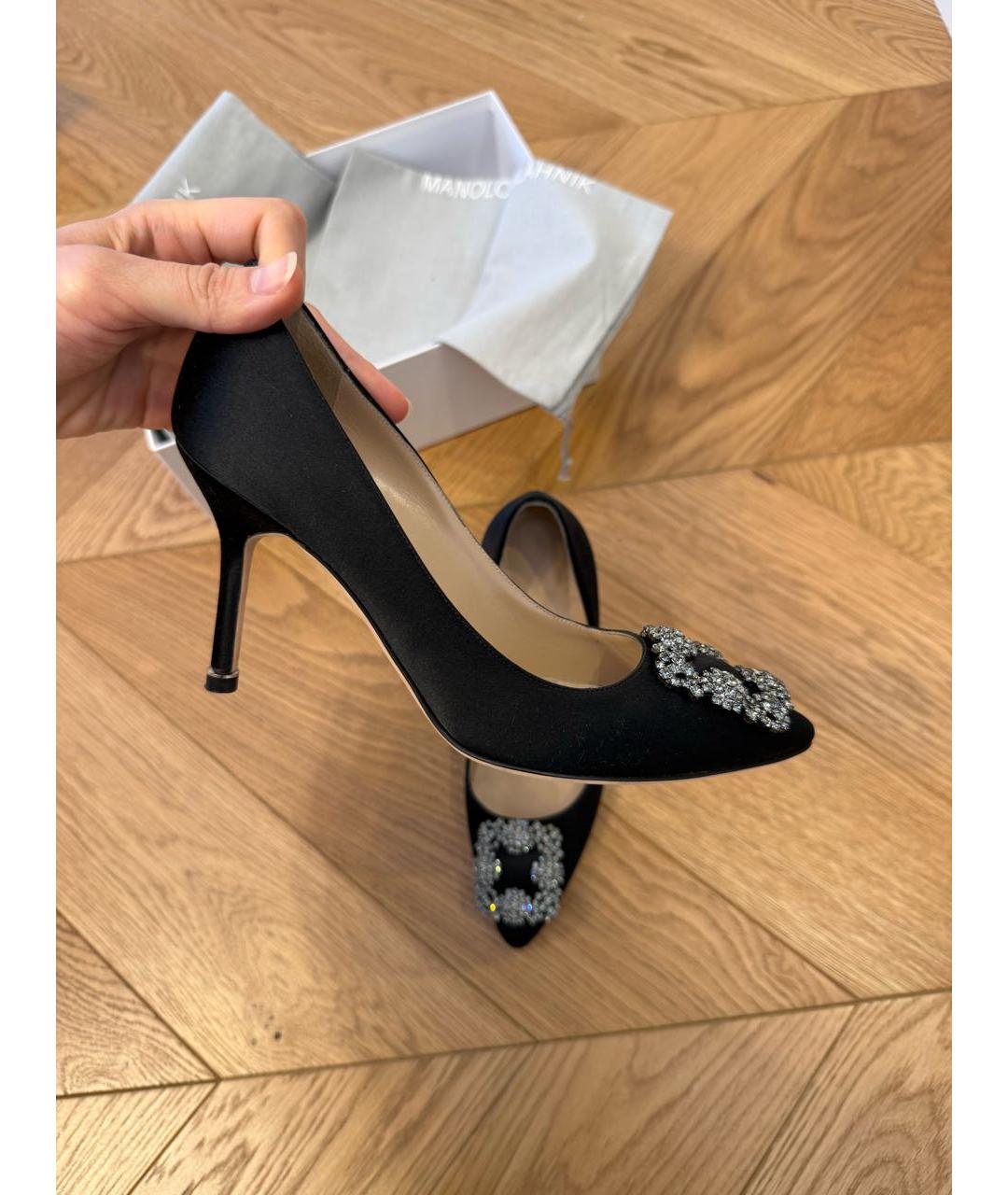 MANOLO BLAHNIK Черные кожаные туфли, фото 2