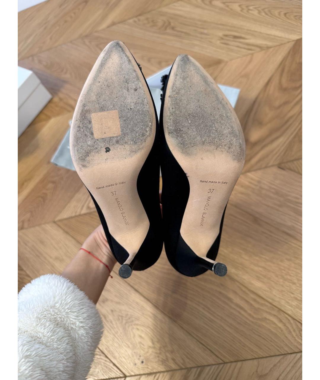 MANOLO BLAHNIK Черные кожаные туфли, фото 5