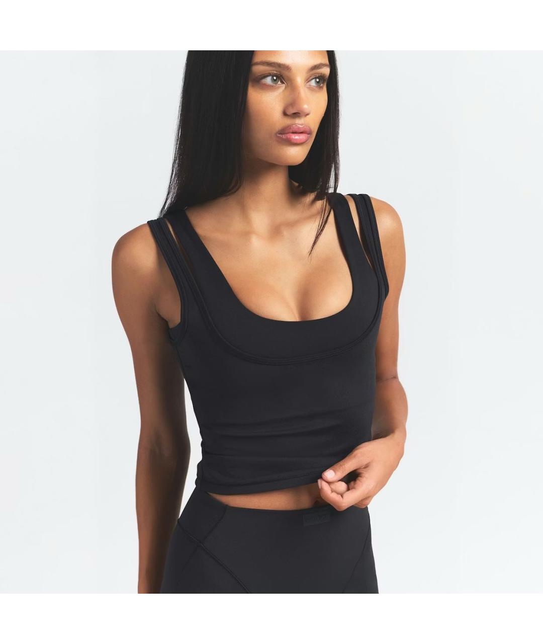 SKIMS Черная полиамидовая майка, фото 3