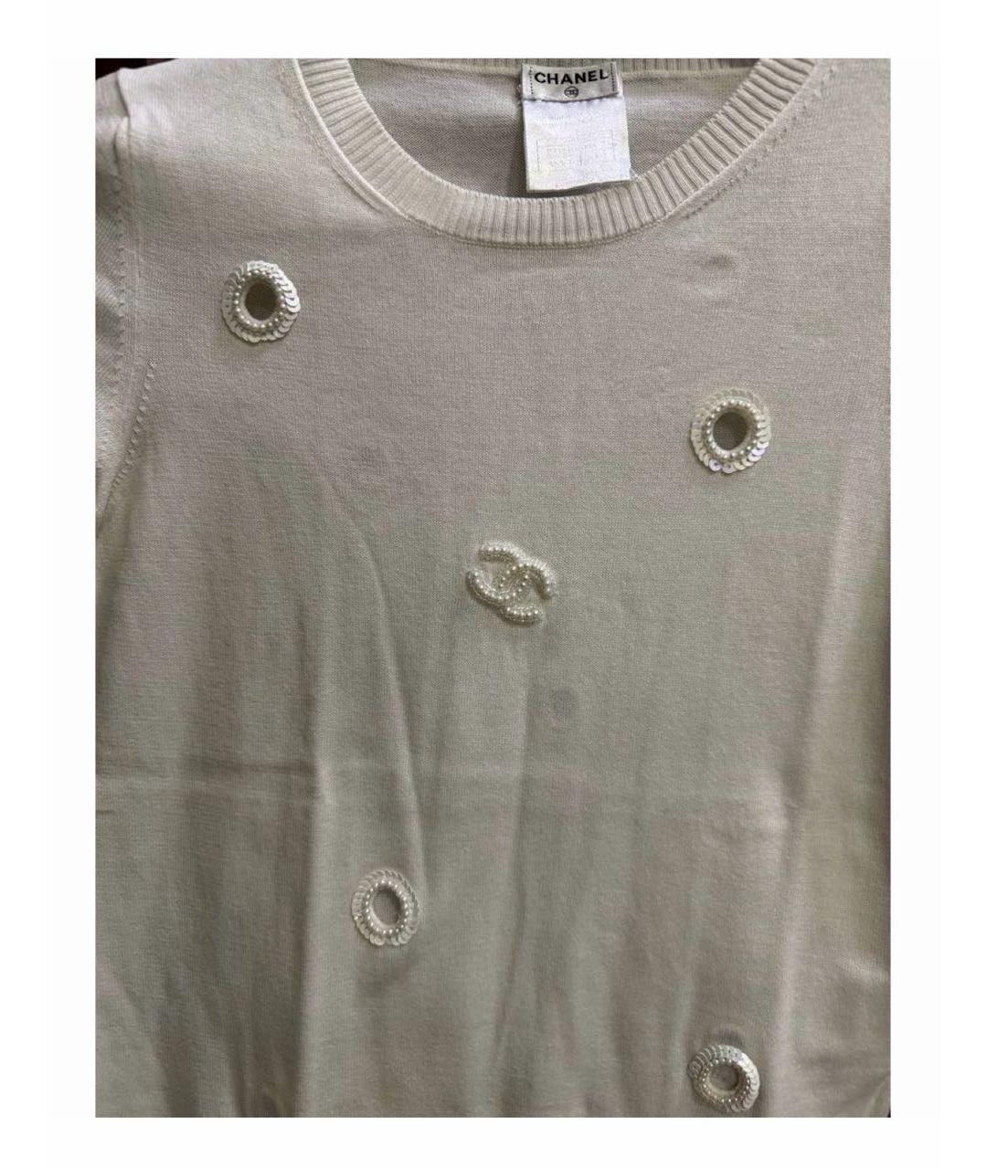 CHANEL Белая хлопковая футболка, фото 4