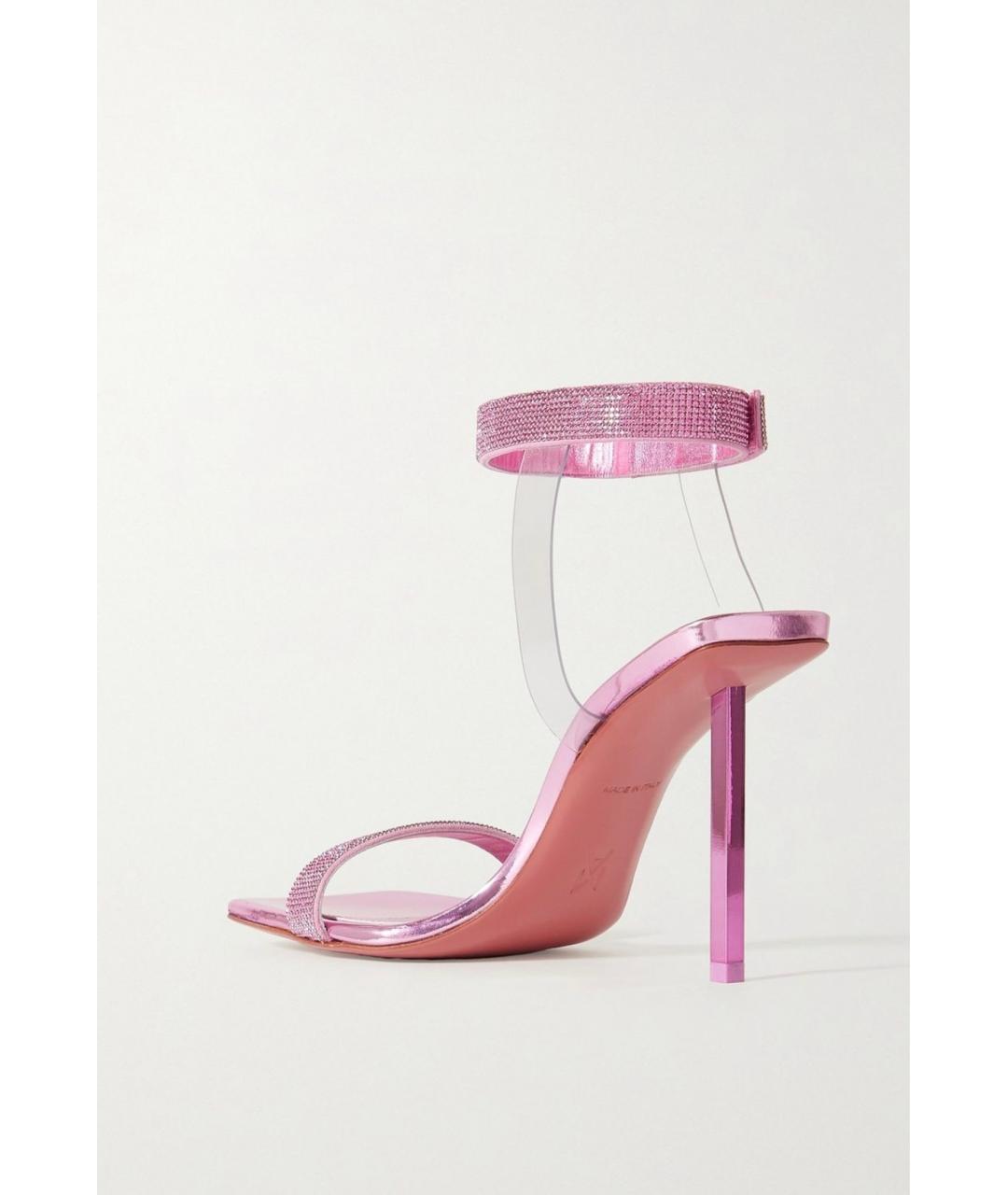 Amina Muaddi Розовые кожаные босоножки, фото 4