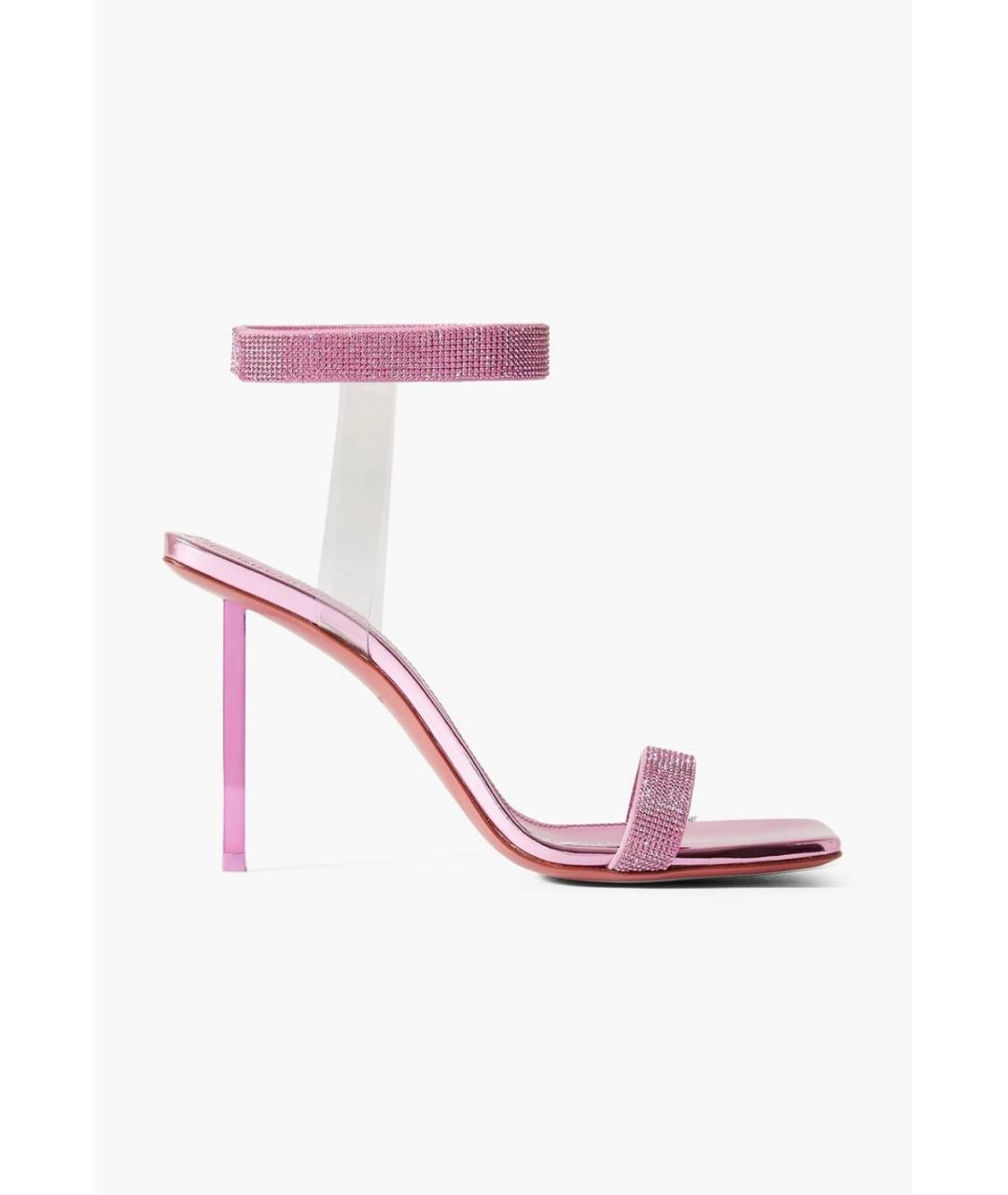 Amina Muaddi Розовые кожаные босоножки, фото 5