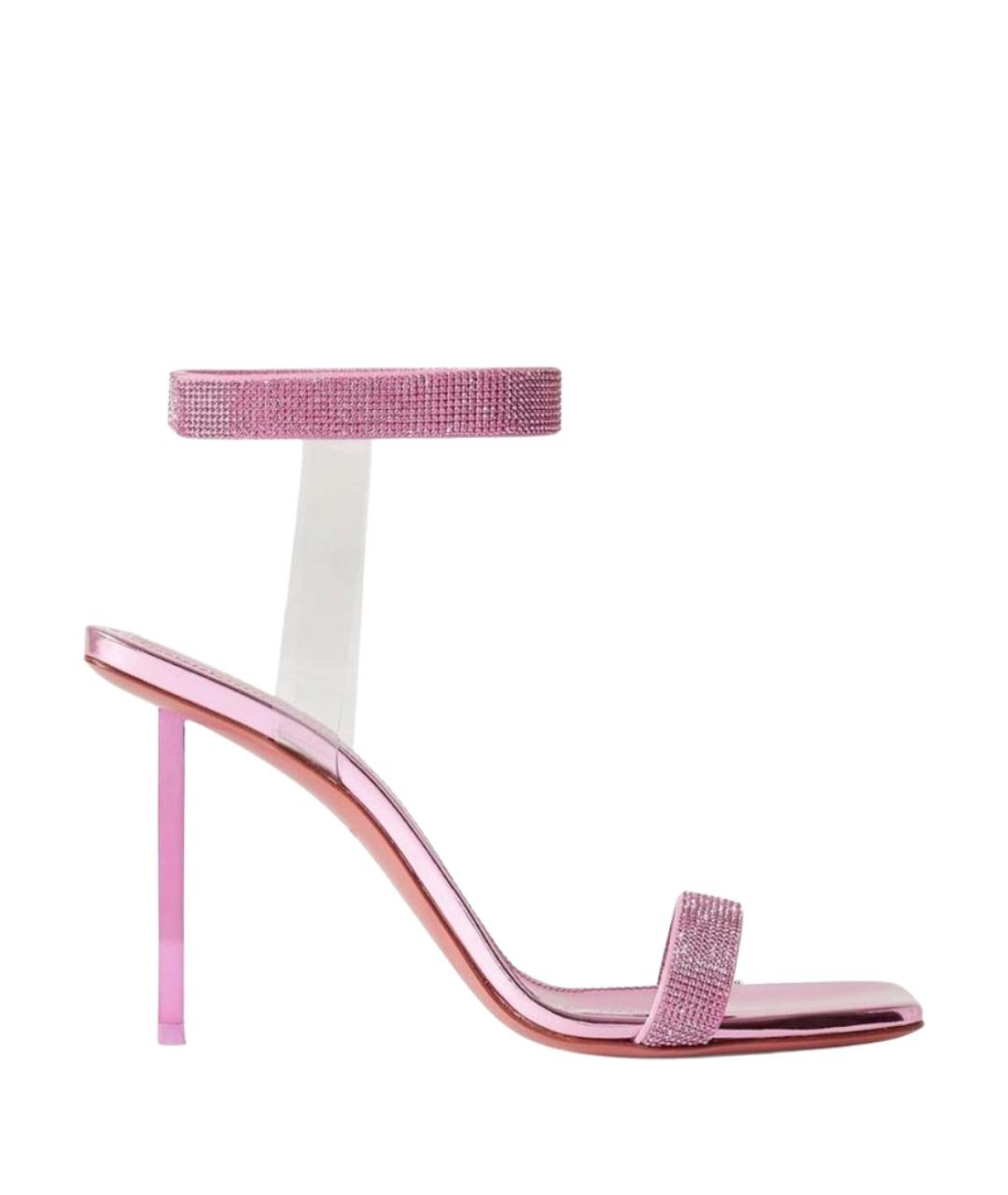 Amina Muaddi Розовые кожаные босоножки, фото 1