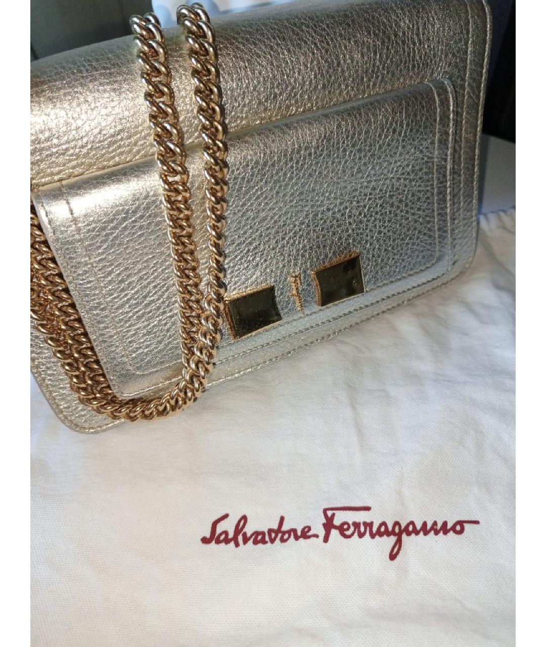 FERRAGAMO Серебряная кожаная сумка через плечо, фото 2