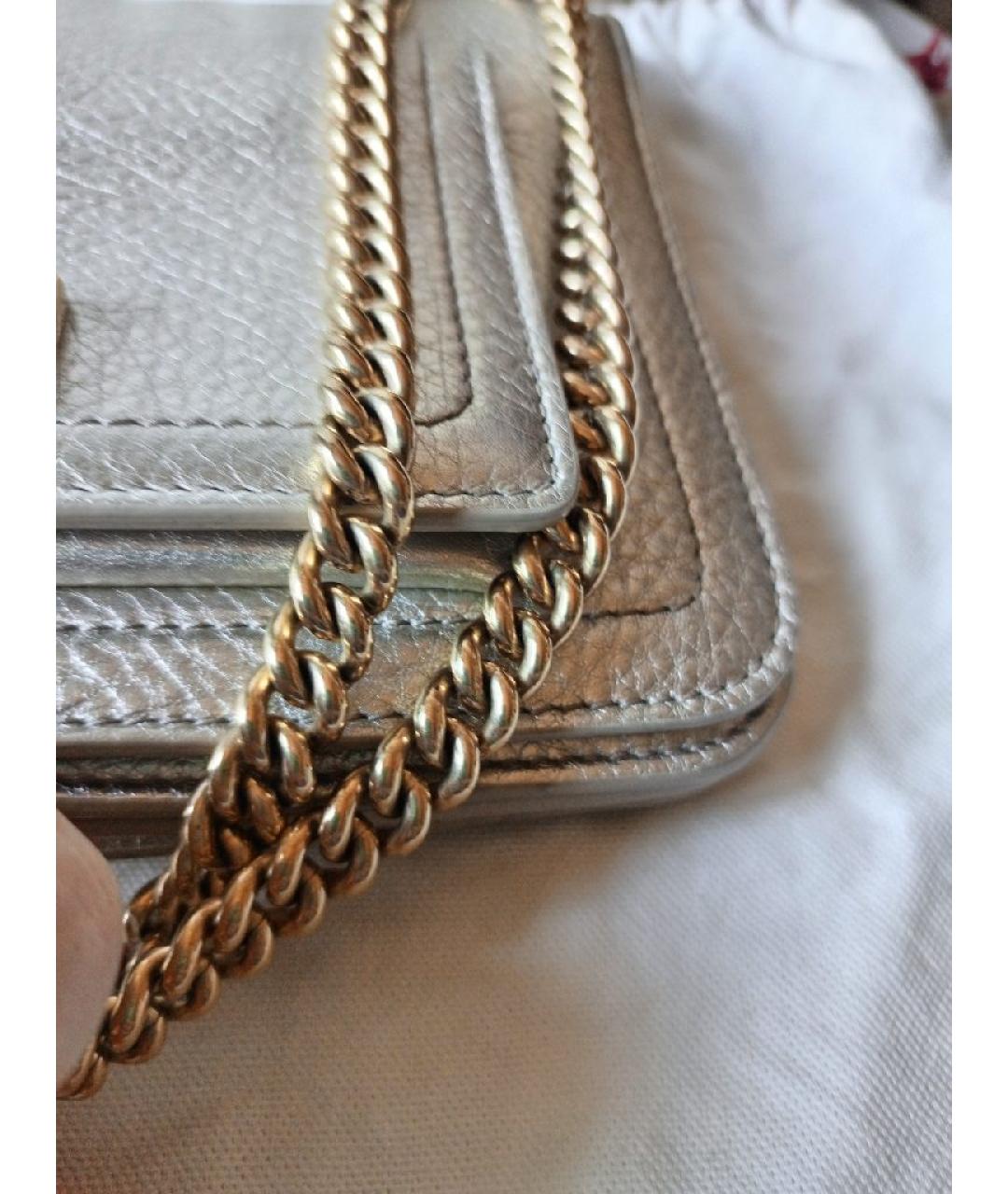 FERRAGAMO Серебряная кожаная сумка через плечо, фото 7