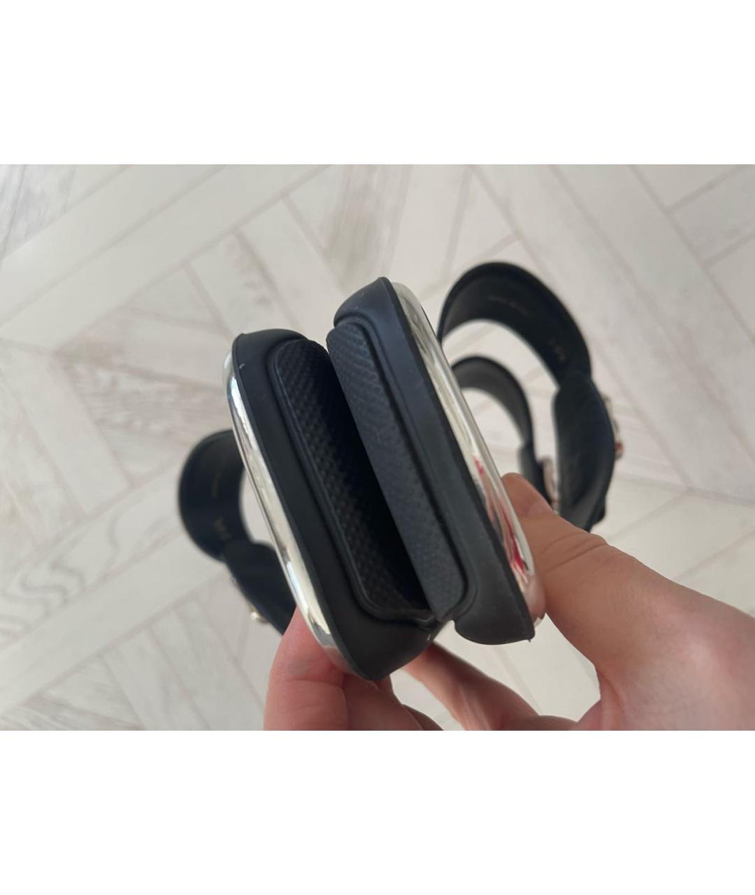 PRADA Черные кожаные шлепанцы, фото 4