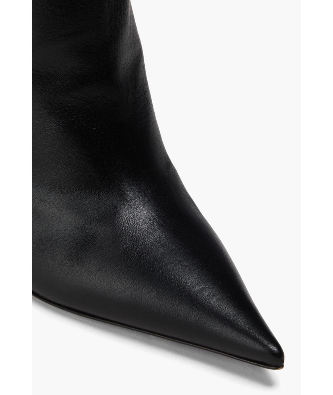 Amina Muaddi Черные кожаные ботфорты, фото 4