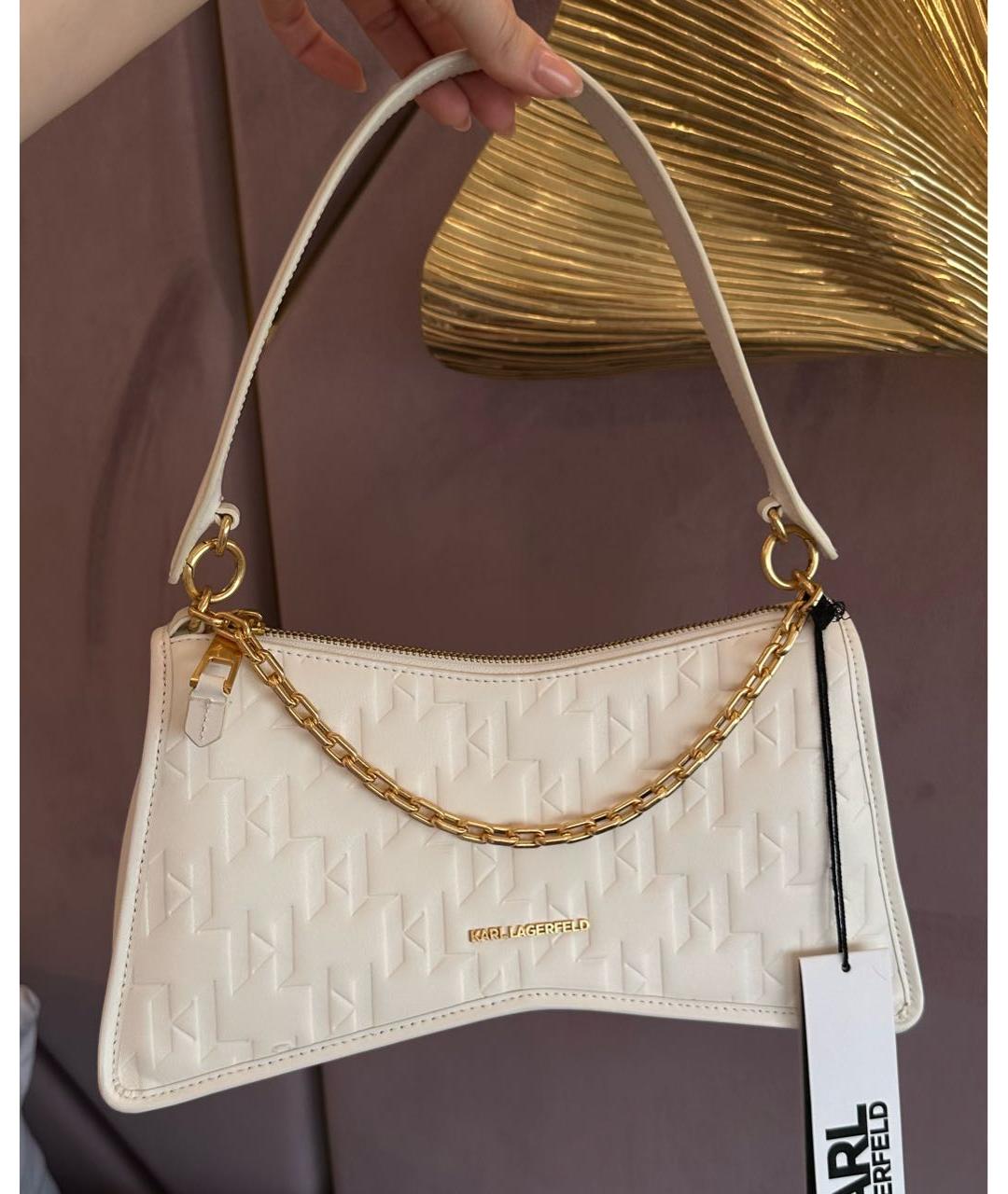KARL LAGERFELD Белая сумка с короткими ручками из искусственной кожи, фото 3