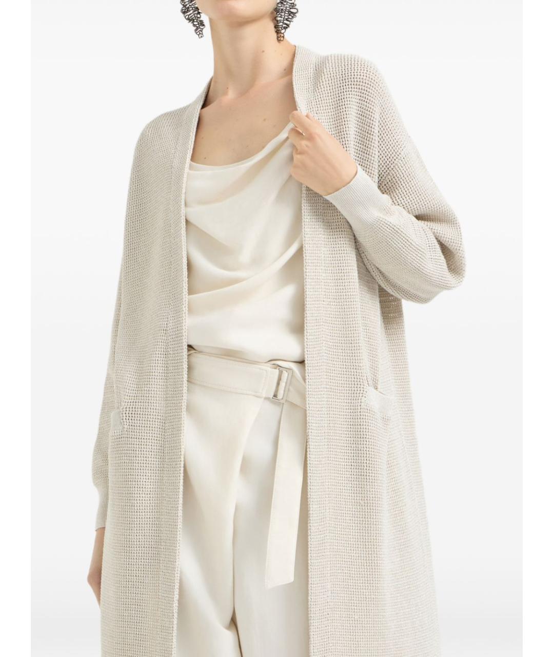 BRUNELLO CUCINELLI Бежевый хлопковый кардиган, фото 2