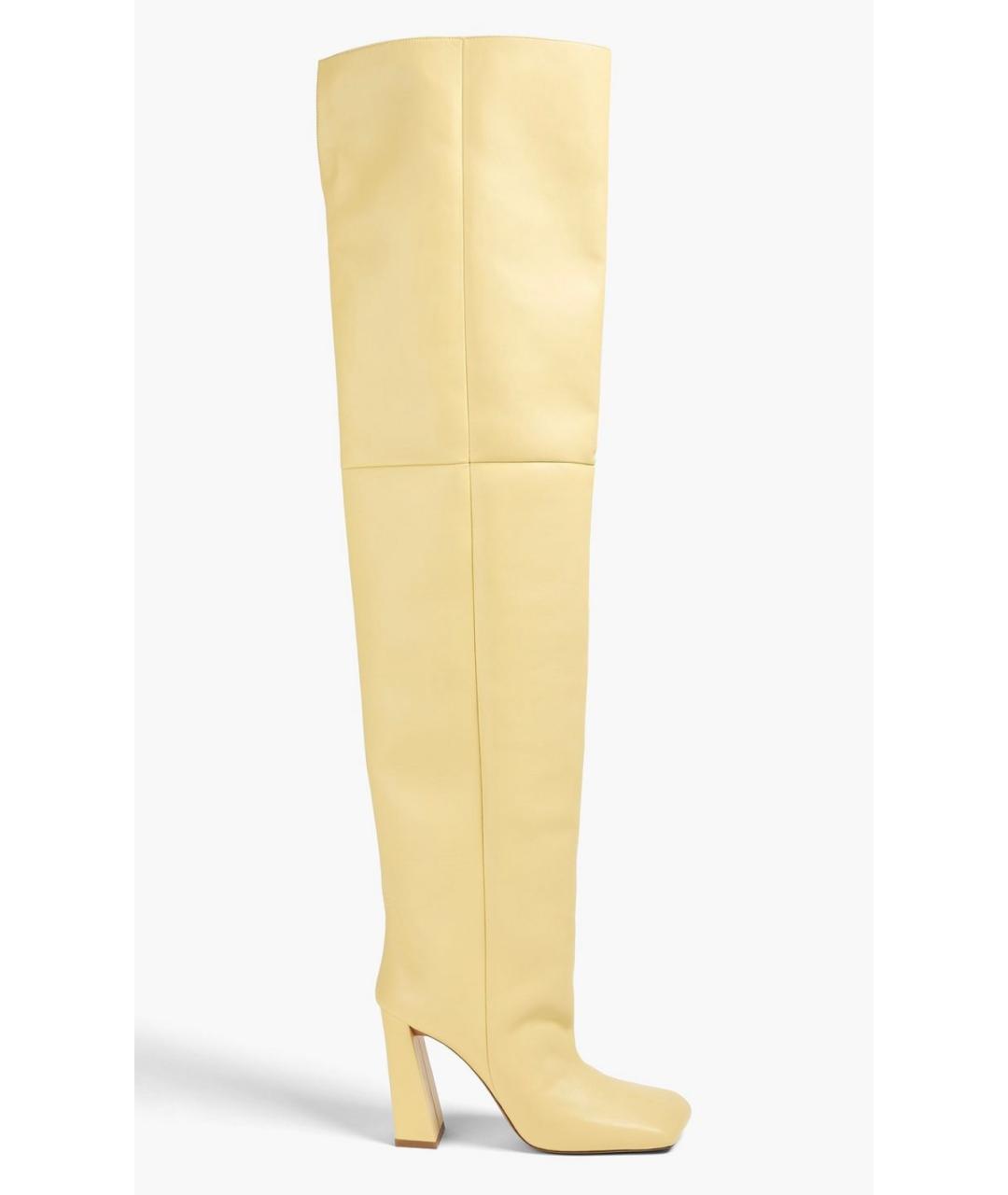 Amina Muaddi Желтые кожаные ботфорты, фото 5