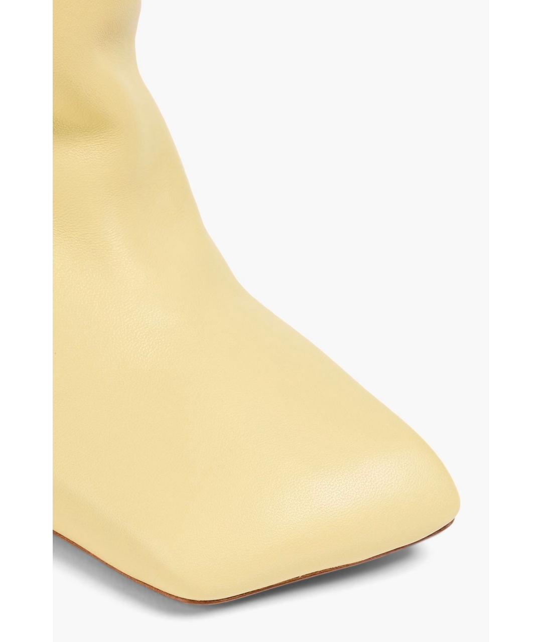 Amina Muaddi Желтые кожаные ботфорты, фото 4