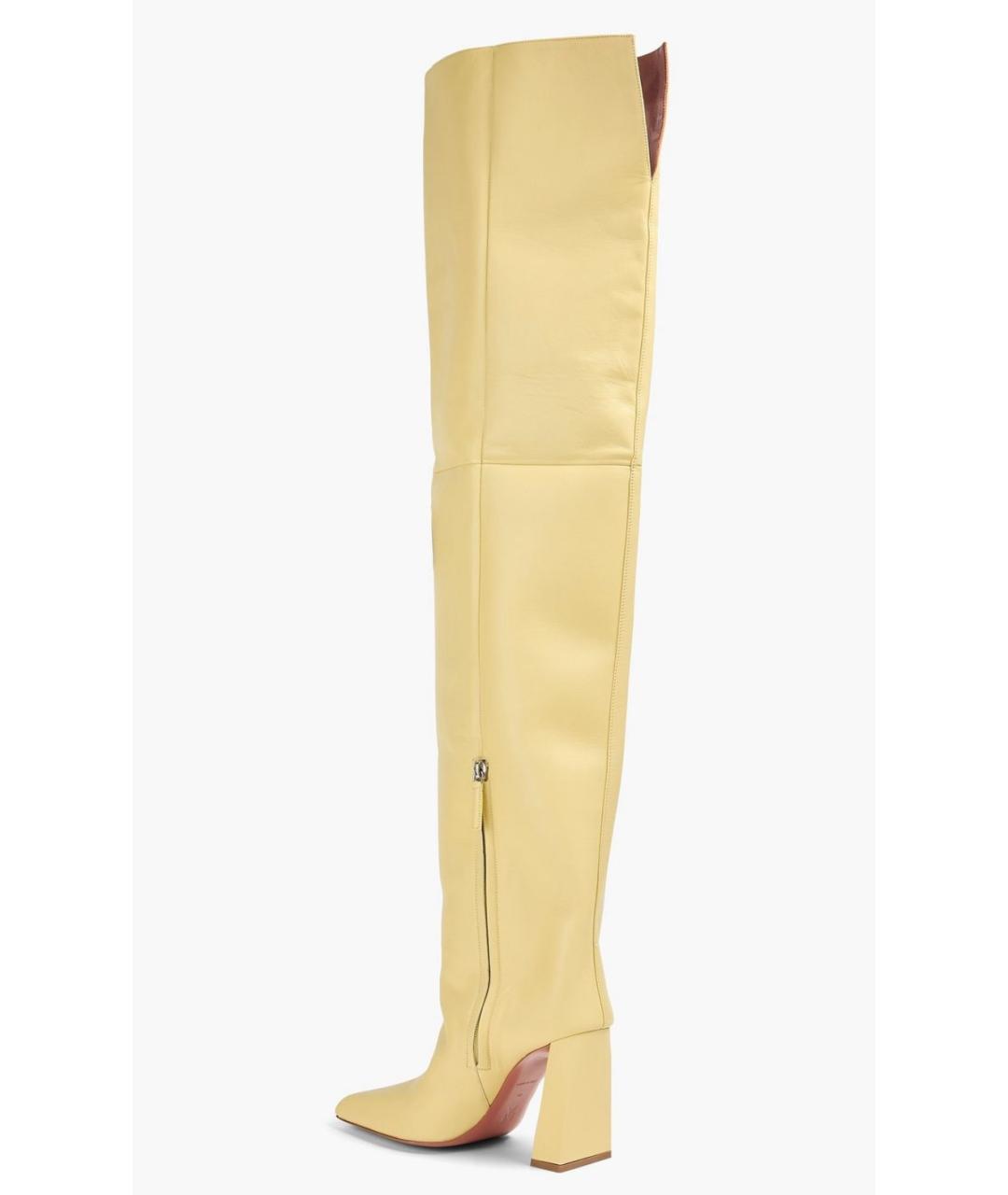 Amina Muaddi Желтые кожаные ботфорты, фото 3