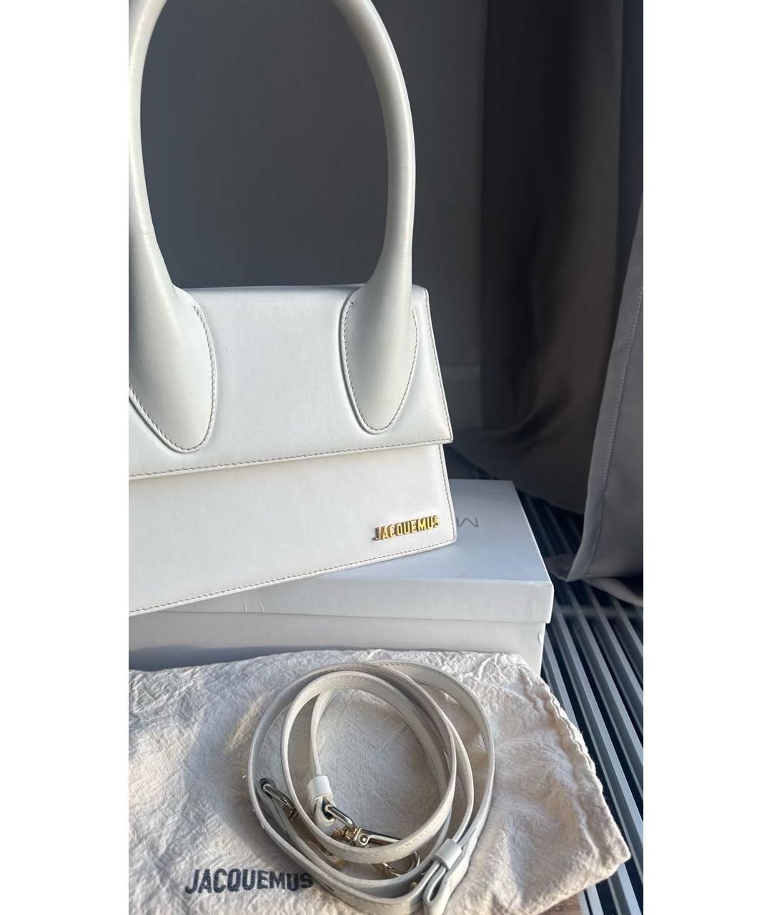 JACQUEMUS Белая кожаная сумка с короткими ручками, фото 2