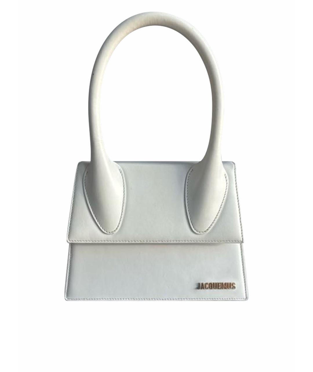 JACQUEMUS Белая кожаная сумка с короткими ручками, фото 1