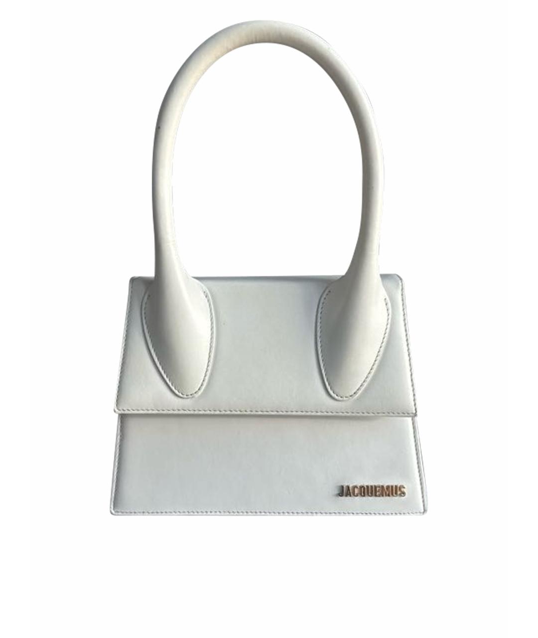 JACQUEMUS Белая кожаная сумка с короткими ручками, фото 5