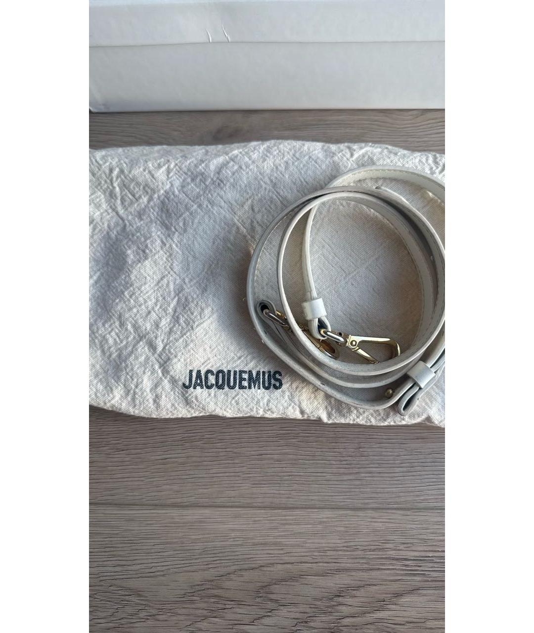 JACQUEMUS Белая кожаная сумка с короткими ручками, фото 4