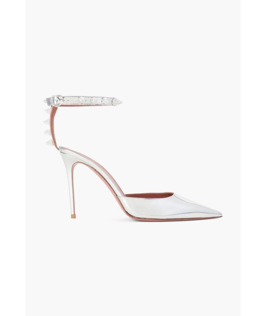 Amina Muaddi Серебряные кожаные туфли, фото 4