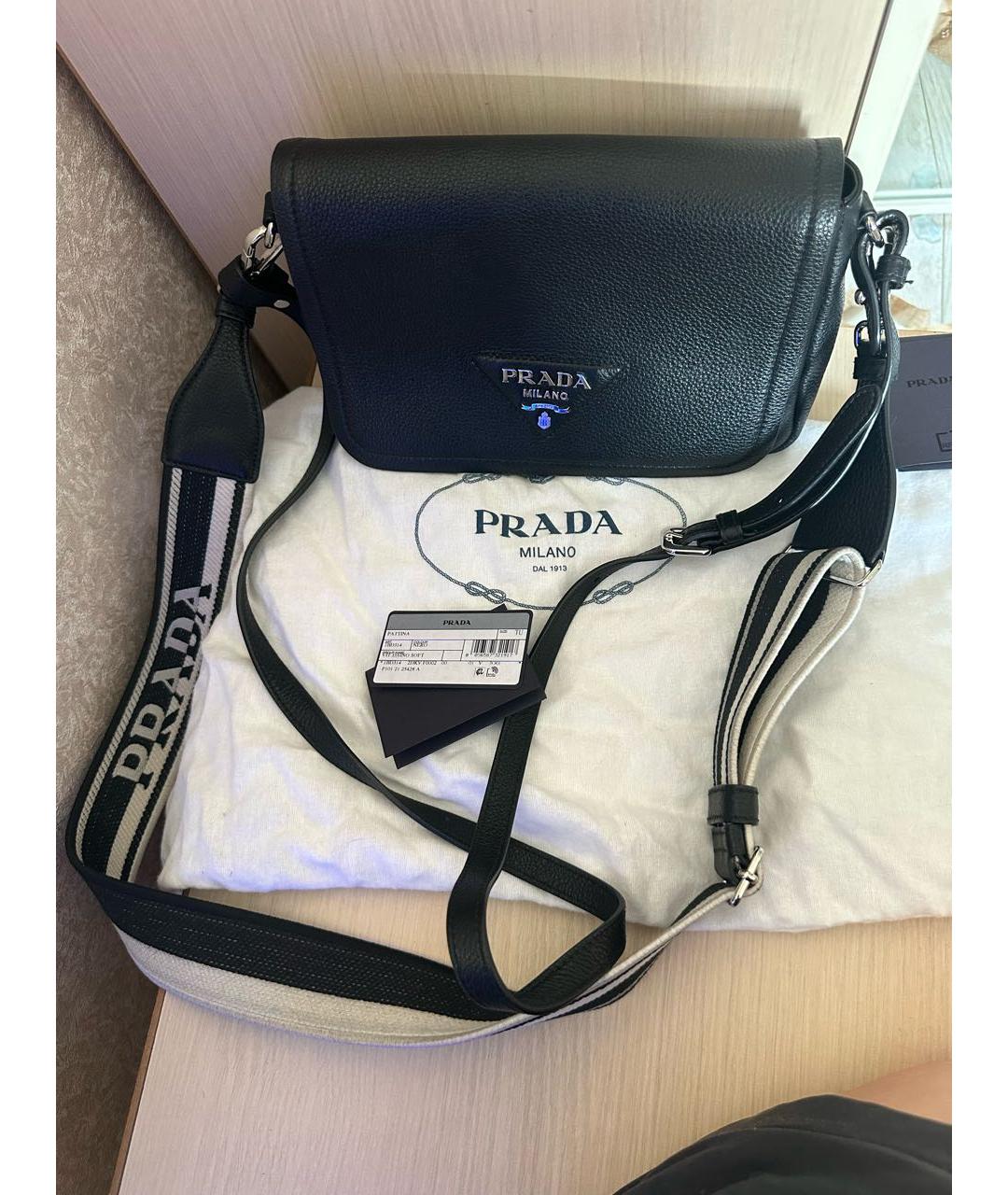 PRADA Черная кожаная сумка через плечо, фото 2