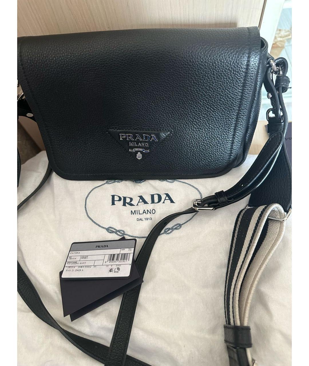 PRADA Черная кожаная сумка через плечо, фото 4