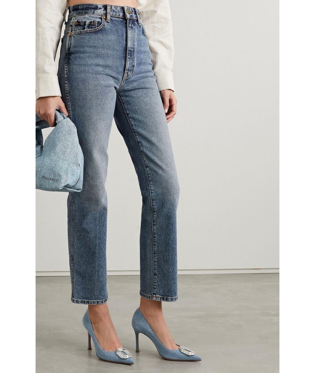 Amina Muaddi Голубые текстильные туфли, фото 2