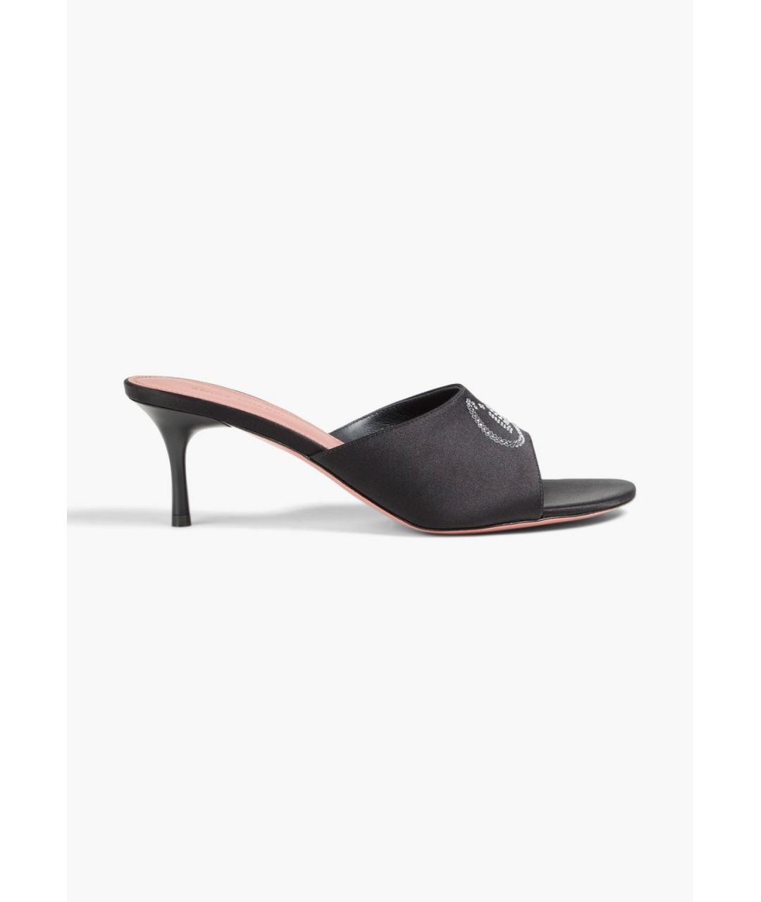 Amina Muaddi Черные текстильные мюли, фото 5