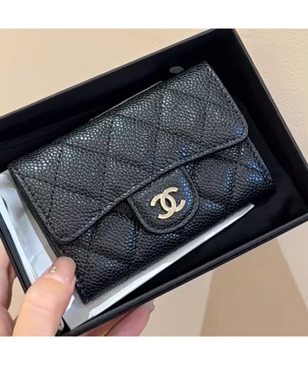 CHANEL Черный кожаный кошелек, фото 4