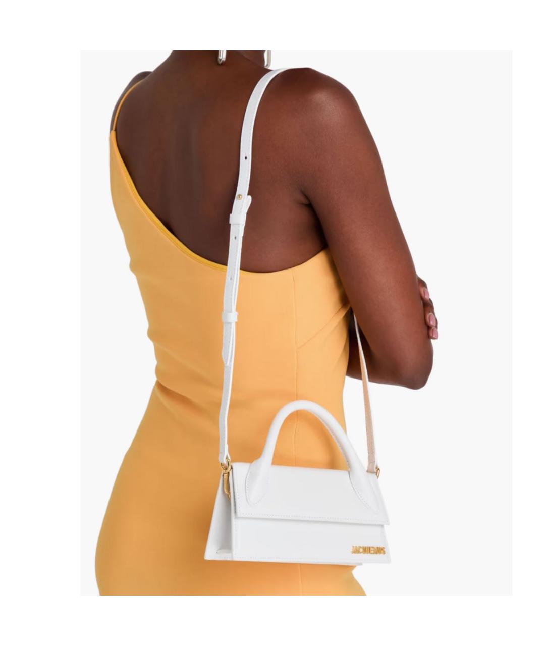 JACQUEMUS Белая кожаная сумка с короткими ручками, фото 3