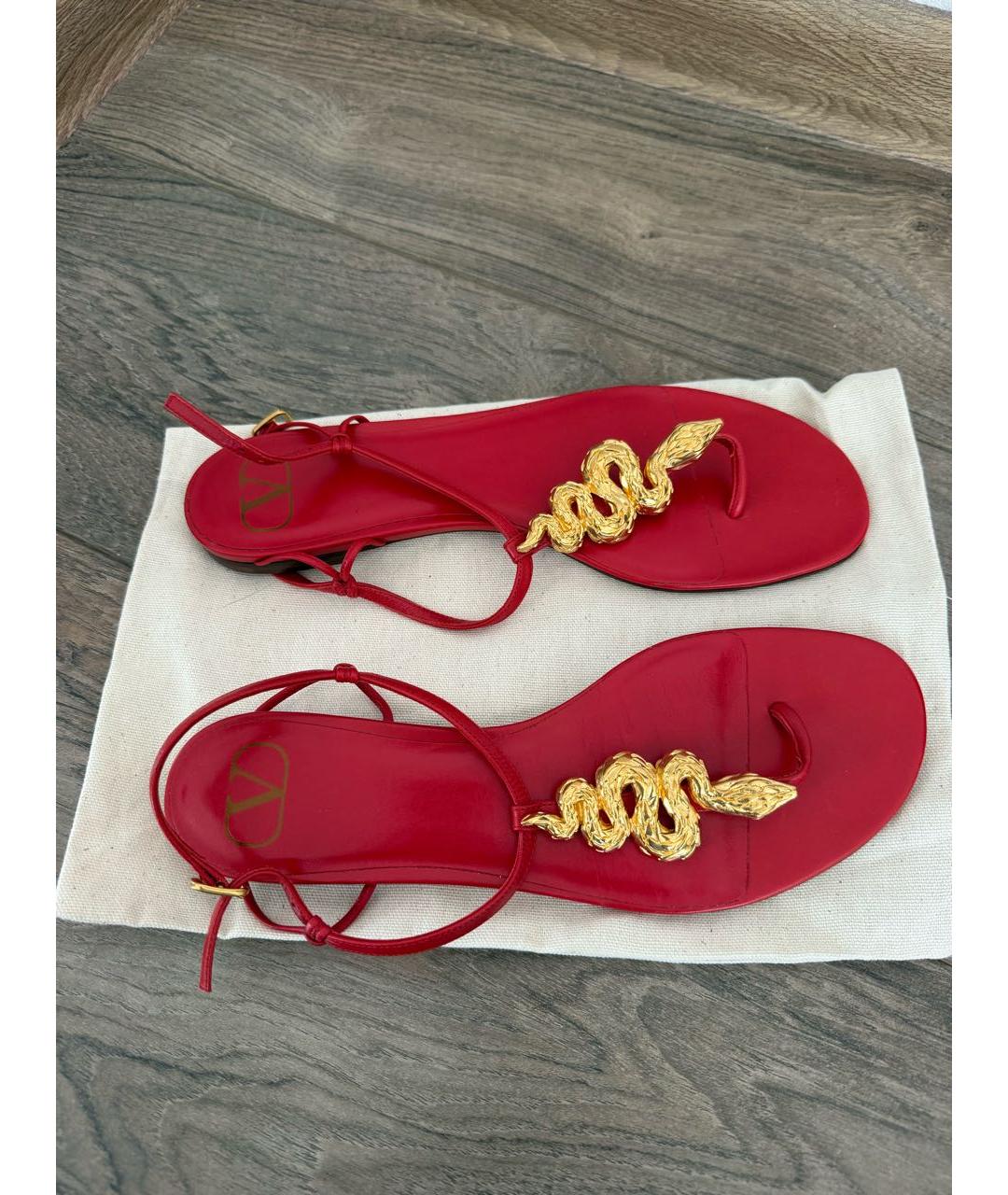 VALENTINO Красные кожаные босоножки, фото 5