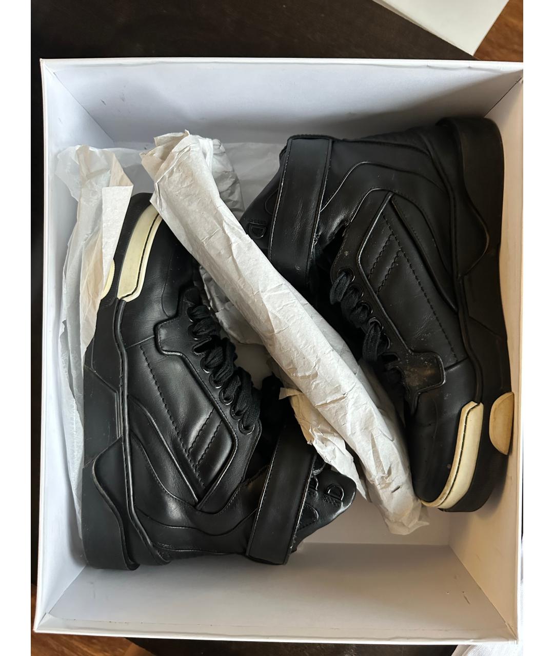 GIVENCHY Черные кожаные высокие кроссовки / кеды, фото 5