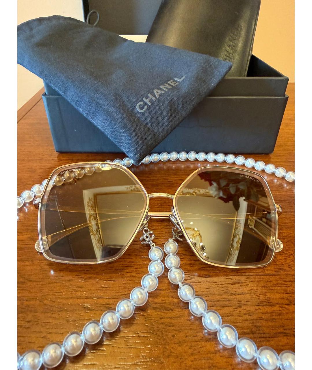 CHANEL Золотые металлические солнцезащитные очки, фото 2