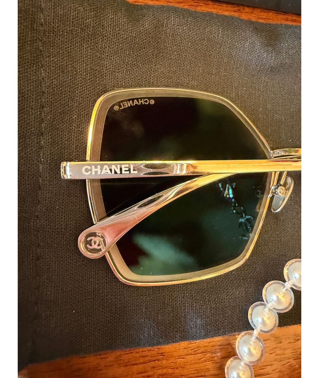 CHANEL Золотые металлические солнцезащитные очки, фото 6