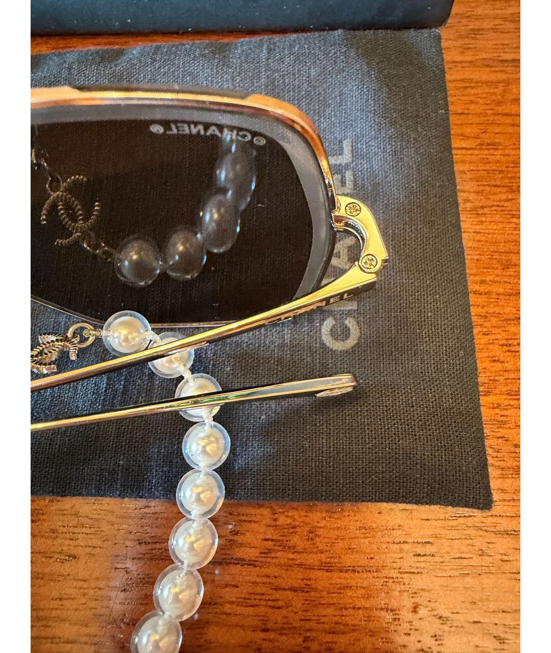 CHANEL Золотые металлические солнцезащитные очки, фото 7