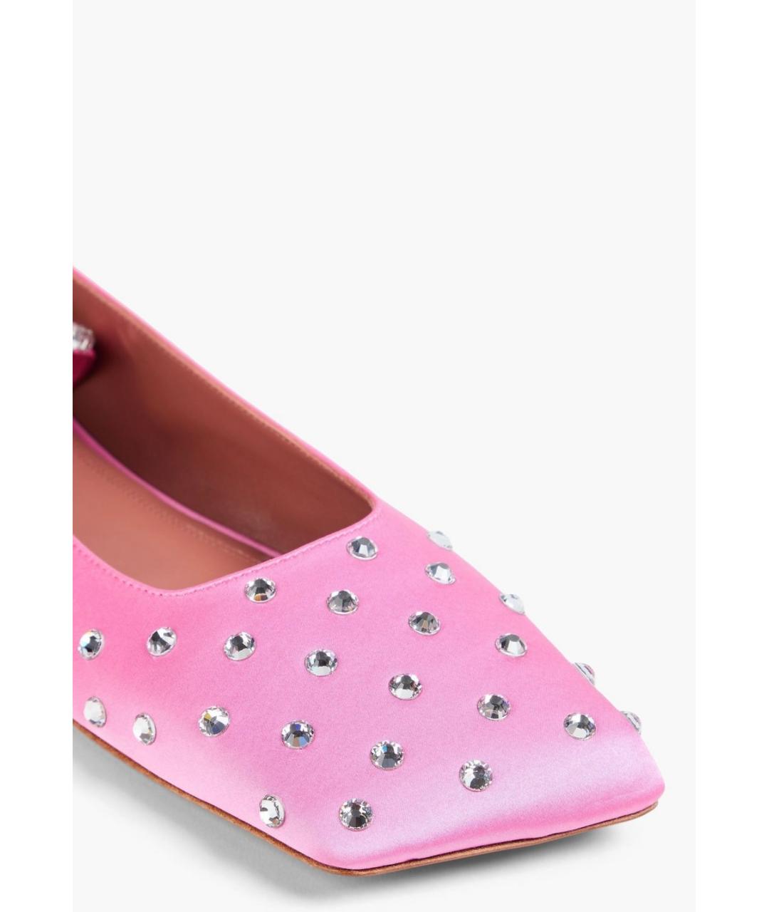 Amina Muaddi Розовые текстильные балетки, фото 4