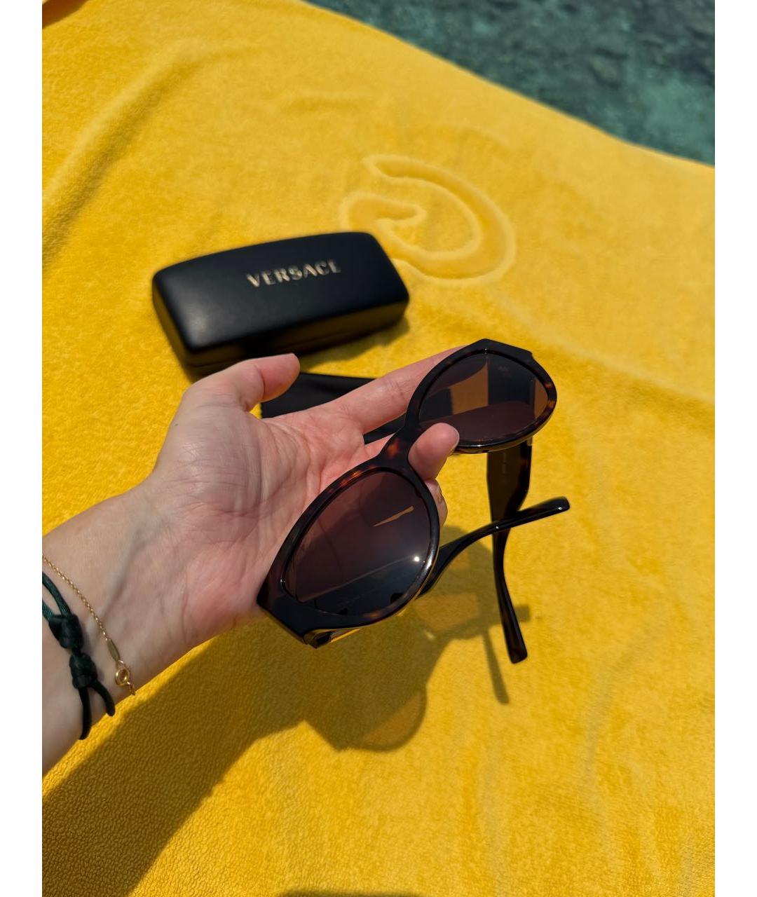 VERSACE Коричневые пластиковые солнцезащитные очки, фото 8